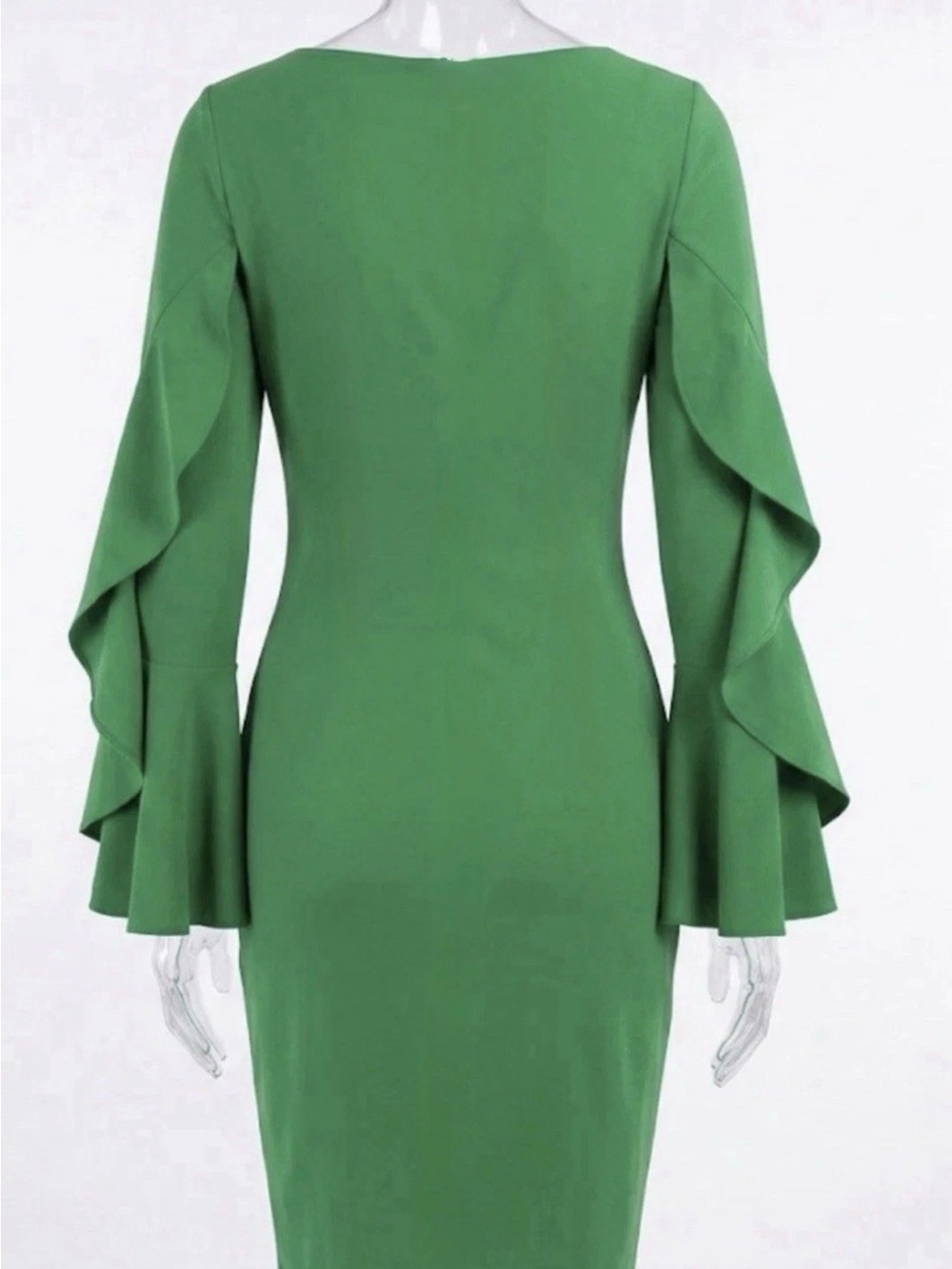 Lauren Ralph Lauren Kelly Green Ruffle Bell Sleeve Sheath Dress - Size 4 - Picture 6 of 10